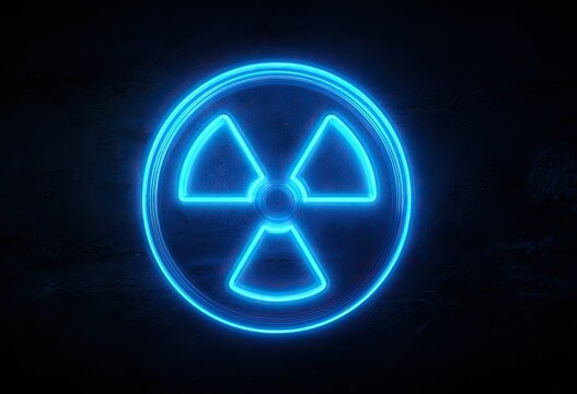 Glowing Neon Radioactive Symbol
