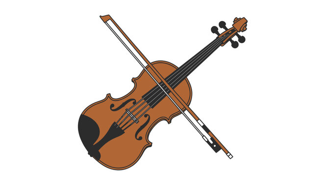 Classic Violin with Bow Musical Instrument Illustration.