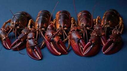 Red lobster on a wooden table ready to eat