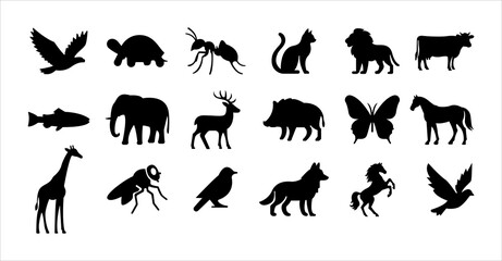 Black animal silhouette bundle design vector