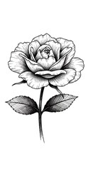 Beautiful Black and White Rose Illustration.