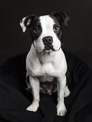 Obraz premium Professional Studio Portrait of a Black and White American Bully Dog