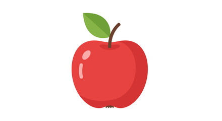 Fototapeta premium Vibrant Red Apple Illustration with Green Leaf and Brown Stem.