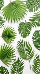 Tropical Green Leaves Pattern Background.