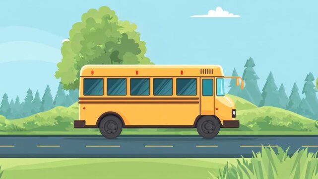 School Bus moving, Cartoon background