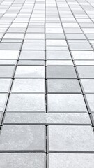 Perspective view of light gray square tiles