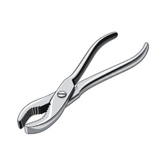 A detailed vector illustration of shiny chrome slip-joint pliers isolated on a plain white background.