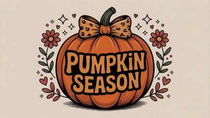 Pumpkin Season Autumn Illustration with Bow fall harvest