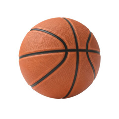 Fototapeta premium Close up detailed view of a textured orange basketball isolated on transparent background