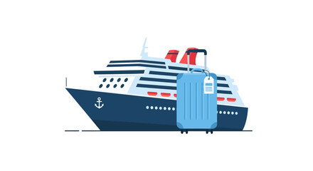 Obraz premium Luxury Cruise Ship with Suitcase Ready for Voyage.
