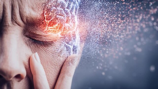 Mental Strain: A visual representation of the human mind grappling with intense mental strain, symbolized by a brain fragmented, evoking a sense of pressure, anxiety, or mental fatigue.