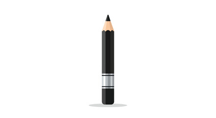 A Sharp Black Pencil with Silver Banding and a Pointed Tip.