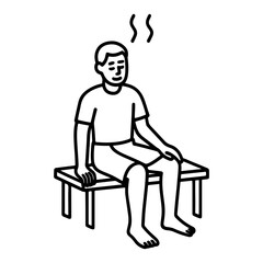 man sitting in a sauna vector line icon on a white background.
Vector line icon on a white background