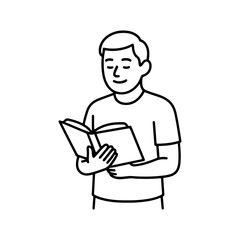 man standing with an open book vector line icon on a white background.
Vector line icon on a white background