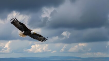 Fototapeta premium Majestic eagle soaring above storm clouds