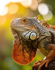 Close-up iguana in sunlight