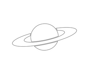 Simple planet with rings line art illustration