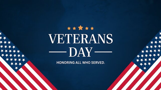 Veterans Day honoring all who served with American flags and stars image photo