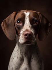 Studio portrait of a German Shorthaired Pointer dog