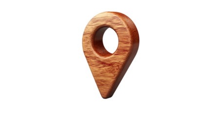Wooden Navigation Pointer on Transparent Background Represents Pinpointing