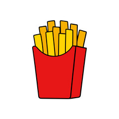 french fries in a red box vector illustration