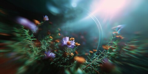Fototapeta premium Ethereal floral dreamscape with radiant light and vibrant colors