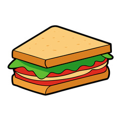 ham and cheese sandwich vector illustration