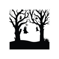 Hung inking ghost design vector art.