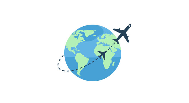 Airplane flying around the world global travel concept international flights world travel.