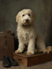Studio portrait of a dog with full body view