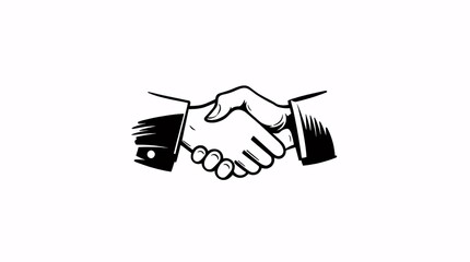 black and white handshake drawing symbolizing agreement deal partnership business collaboration teamwork and human connection