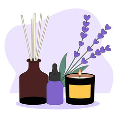 Minimalist spa and aroma illustration with soothing elements