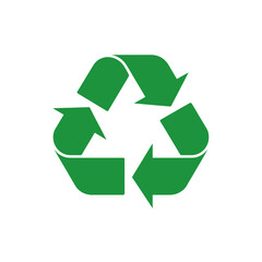 Fototapeta premium Simple iconic recycling symbol in bright green