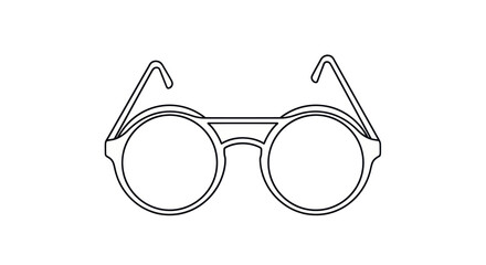 Simple Outline Drawing of Round-Eyed Spectacles with Double Bridge.