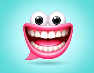 Naklejka premium Cartoon face with a wide smile in a speech bubble