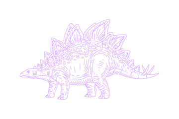 Line Art Illustration of Stegosaurus Dinosaur © FALLINDESIGN