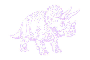 Line Art Illustration of Triceratops Dinosaur
