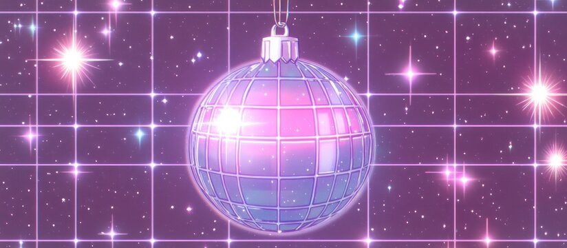 Retro Disco Ball Ornament Festive Space Theme