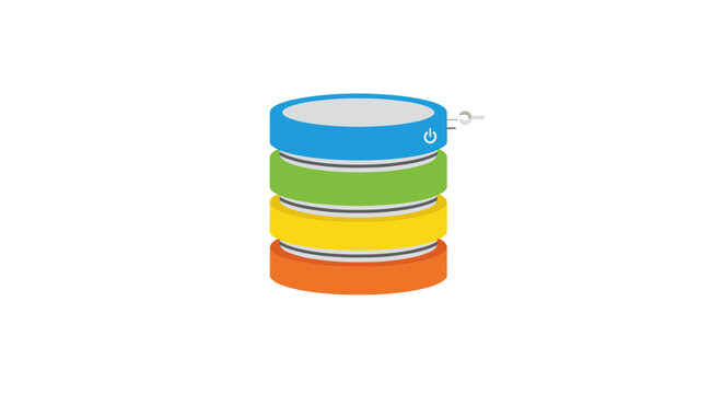 Colorful Stacked Database Cylinders Icon.