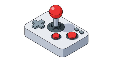 Retro-Style Joystick Game Controller with Red Buttons.