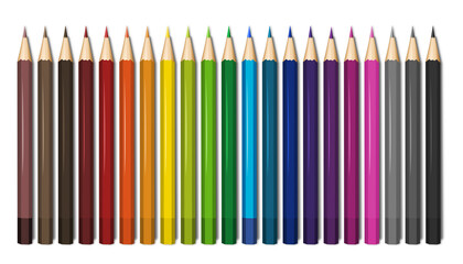 Obraz premium Colored pencils arranged in rainbow spectrum on black