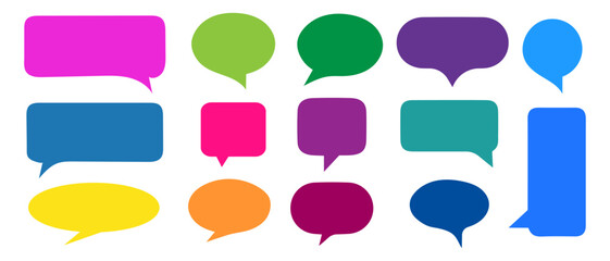 Set of colorful speech bubbles. Speech bubble collection. Speech bubble for text, chatting, message box. Speech bubble comic symbol.