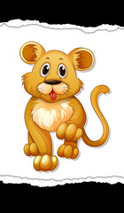 Cute cartoon lion cub illustration isolated animal