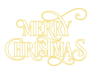 Elegant Merry Christmas gold lettering on black background