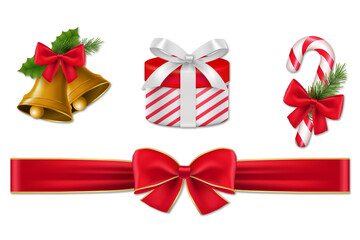 Festive Christmas decorations isolated on a black background