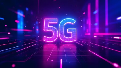 Neon 5G Technology Network Futuristic Connectivity and Data Transmission