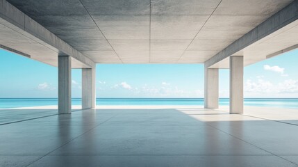 Concrete Structure Overlooking Tranquil Ocean Scene