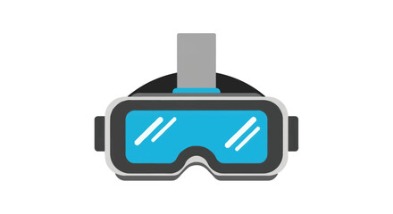 Fototapeta premium Modern Virtual Reality Headset with Blue Lenses and Head Strap.