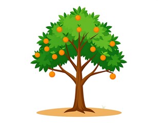 Fototapeta premium Cartoon orange tree with ripe fruit