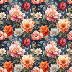 Floral pattern with various colors and shades